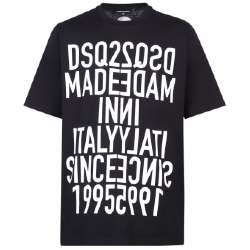 Dsquared2 MADE IN ITALY MIRRORED PRINT T-SHIRT IN BLACK