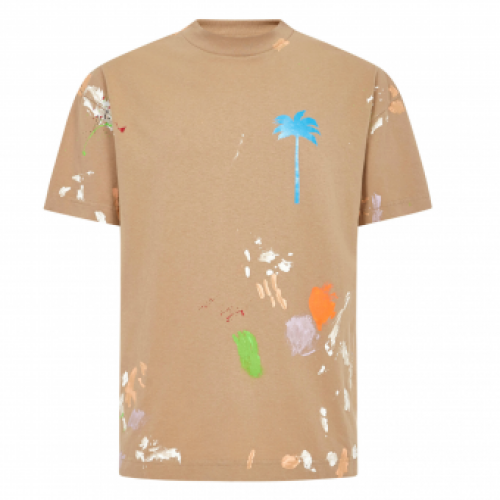 Palm Angels T-shirt Beige Paint detail
